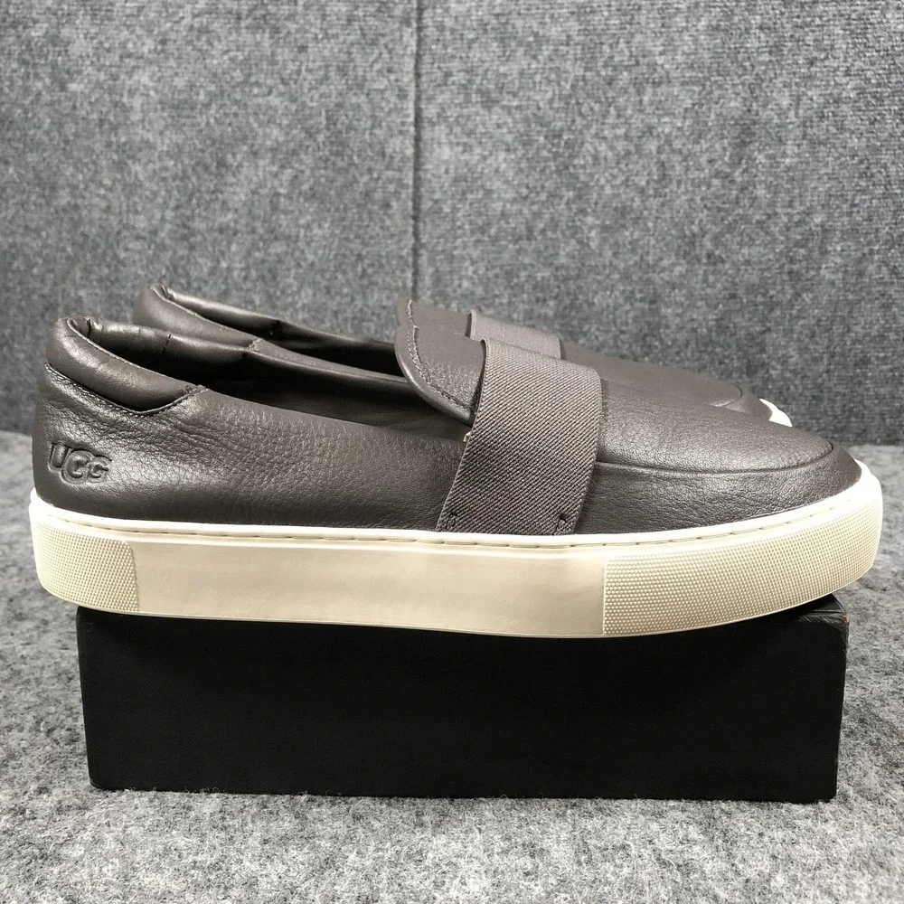 UGG Shoes Womens 12 Gray Leather Slip‎ On Low Top Sneakers Casual 1112415